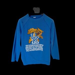 Vintage 70's Kentucky Wildcats Sweatshirt Blue Raglan UK Mascot Pullover L